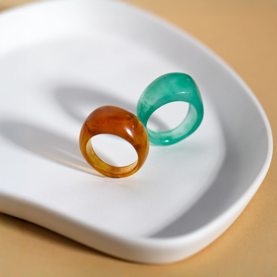 Amber Or Green Resin Ring