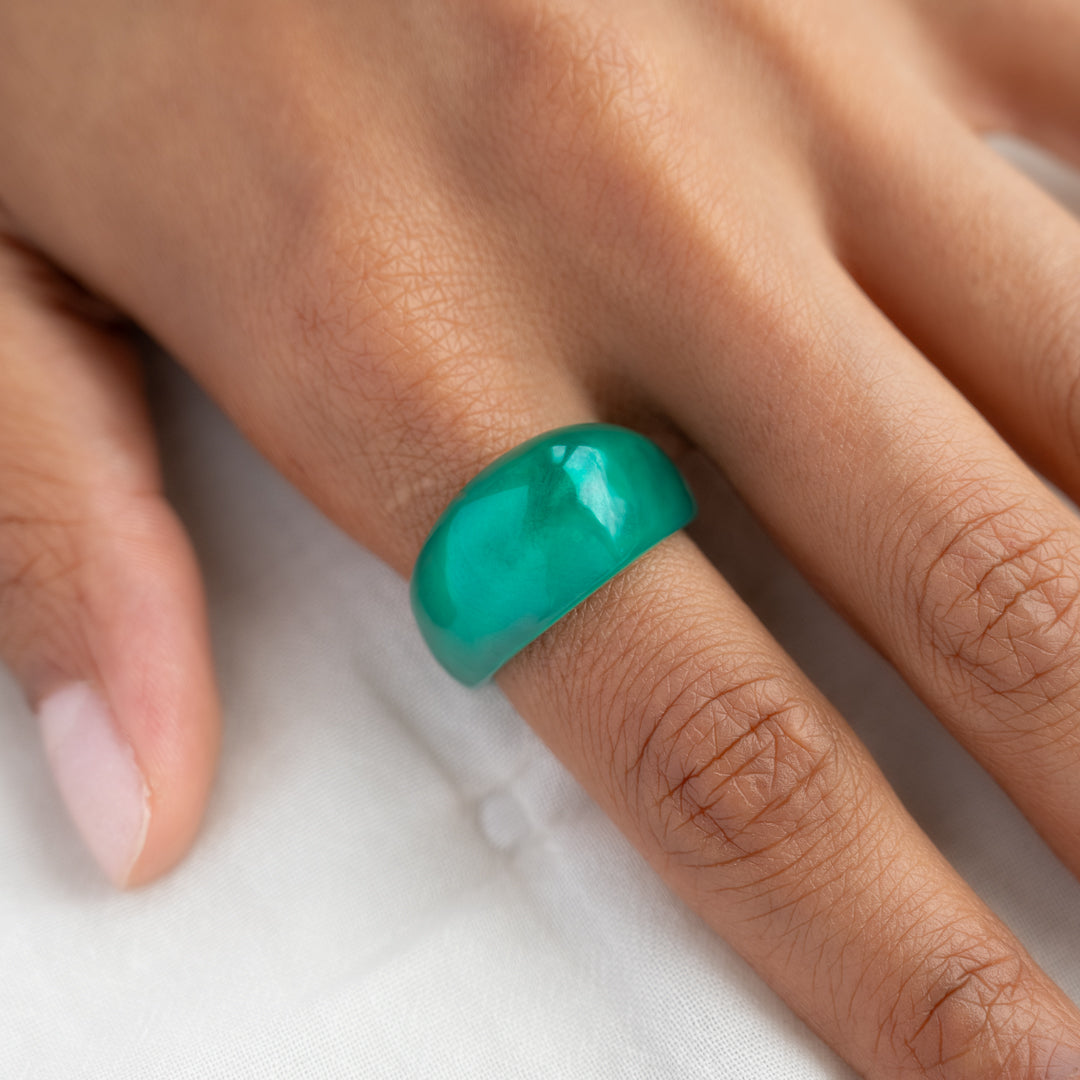Amber Or Green Resin Ring