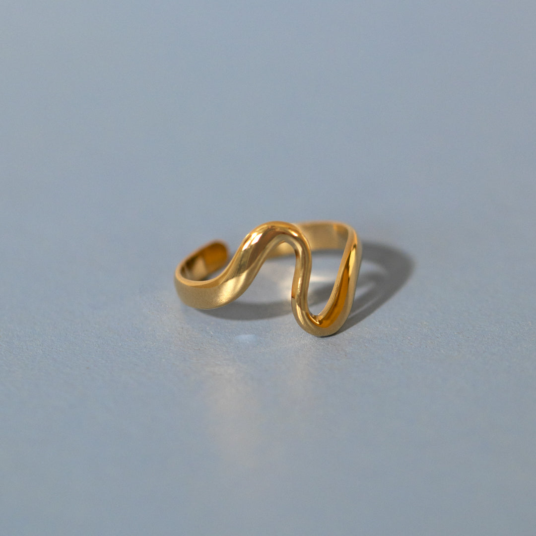 Gold Wave Adjustable Ring