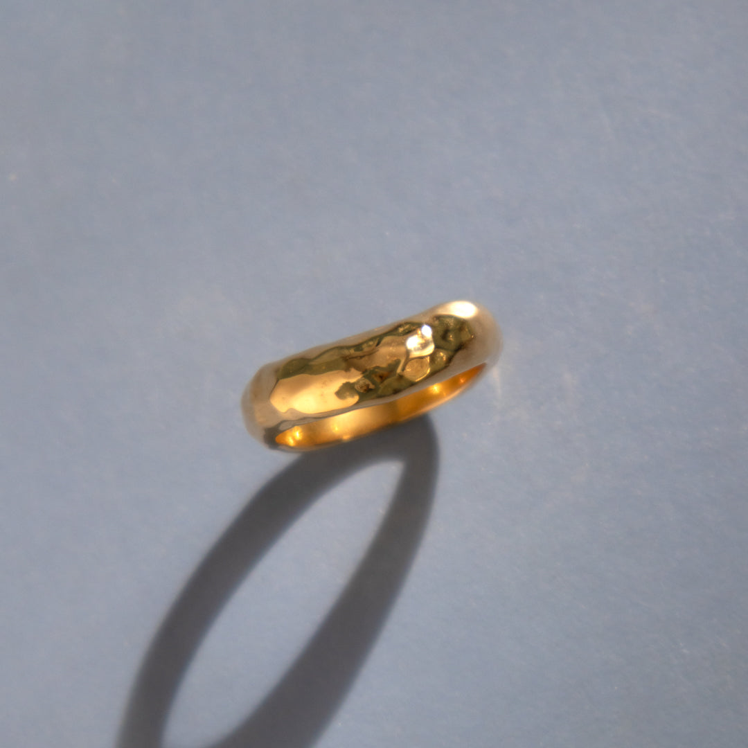 Molten Textured Gold Waterproof Ring