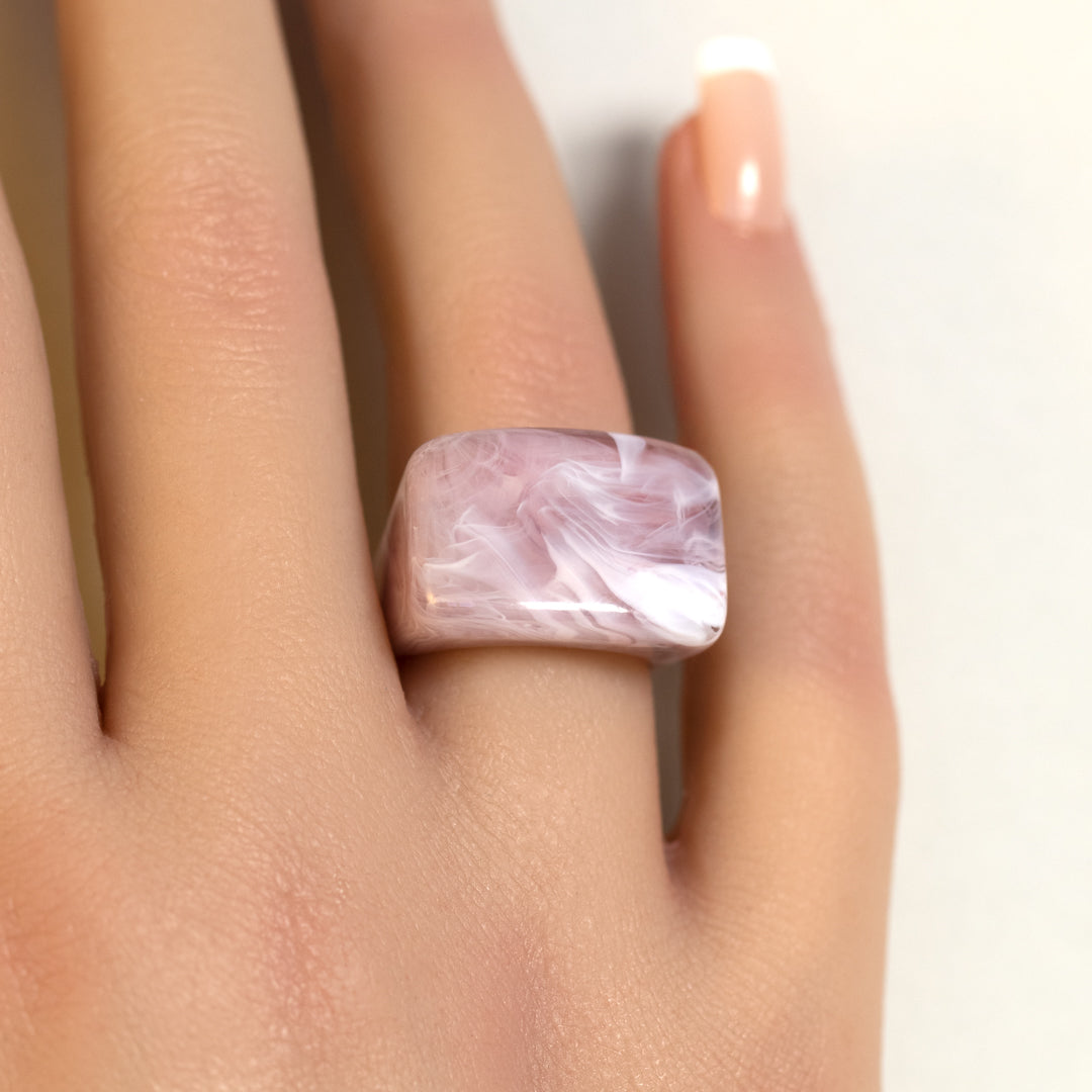 Lilac Square Resin Ring
