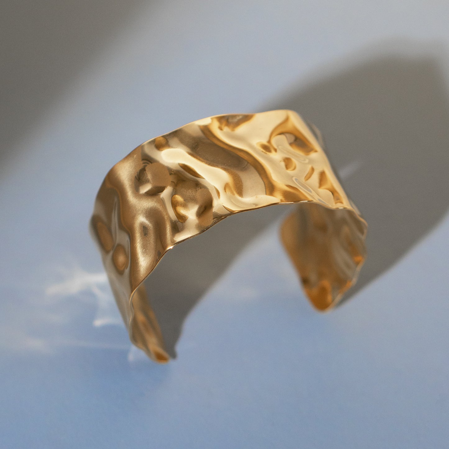 Textured Wide Cuff Bangle Non Tarnish