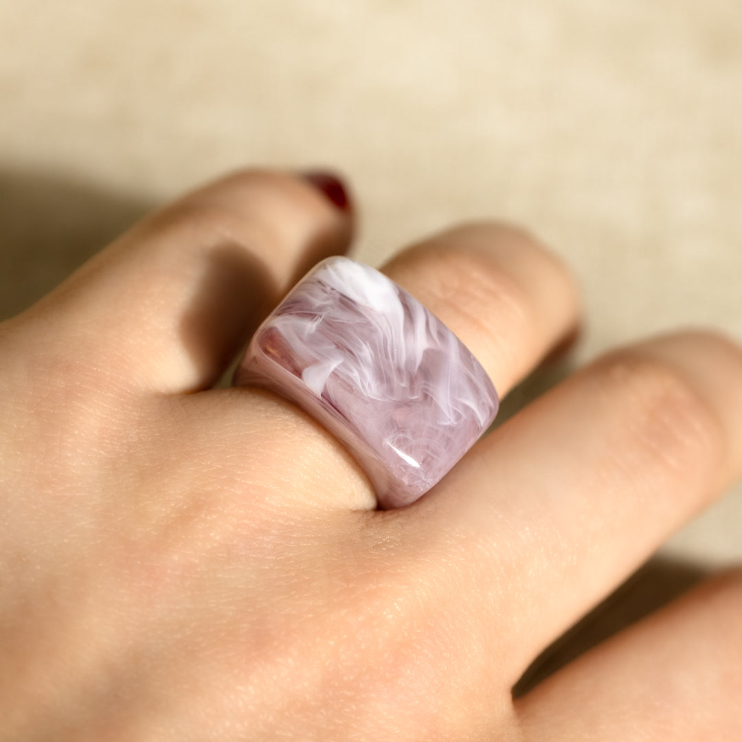 Lilac Square Resin Ring