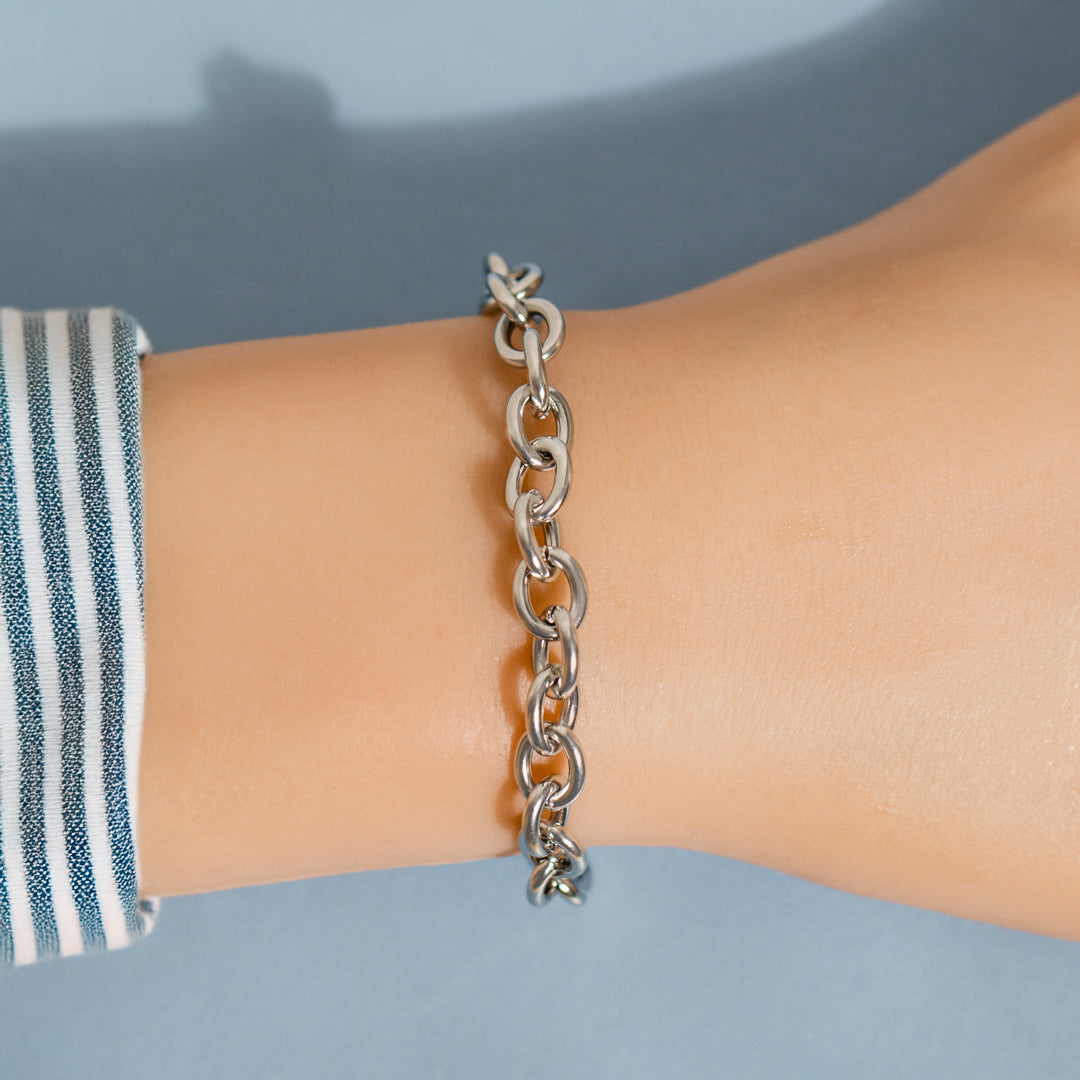 Chunky Stainless Steel Oval Link Chain Bracelet
