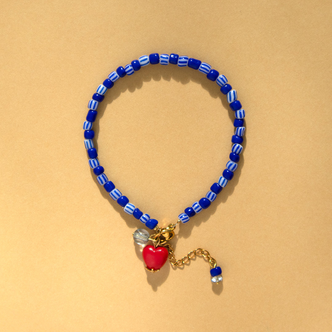 Blue Stripe Bead Bracelet