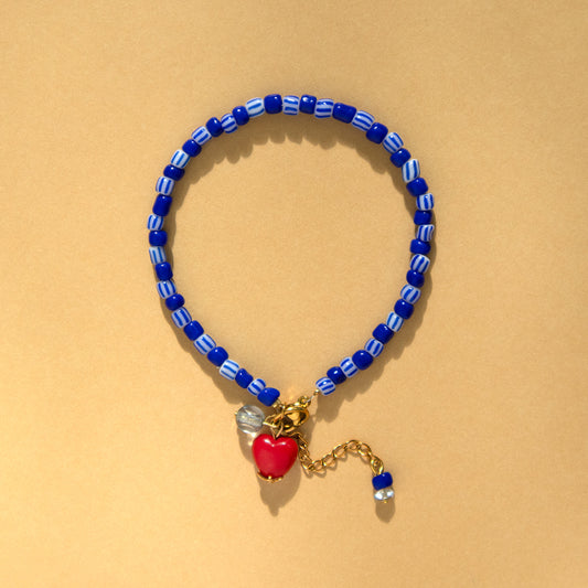 Blue Stripe Bead Bracelet