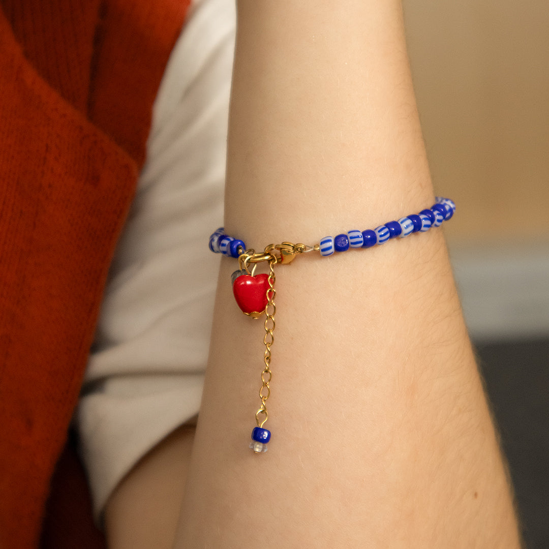 Blue Stripe Bead Bracelet