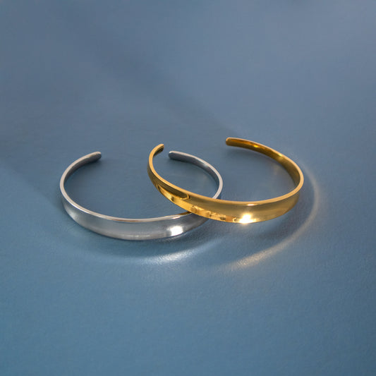 Gold or Silver Tone Stainless Steel Cuff Bangle