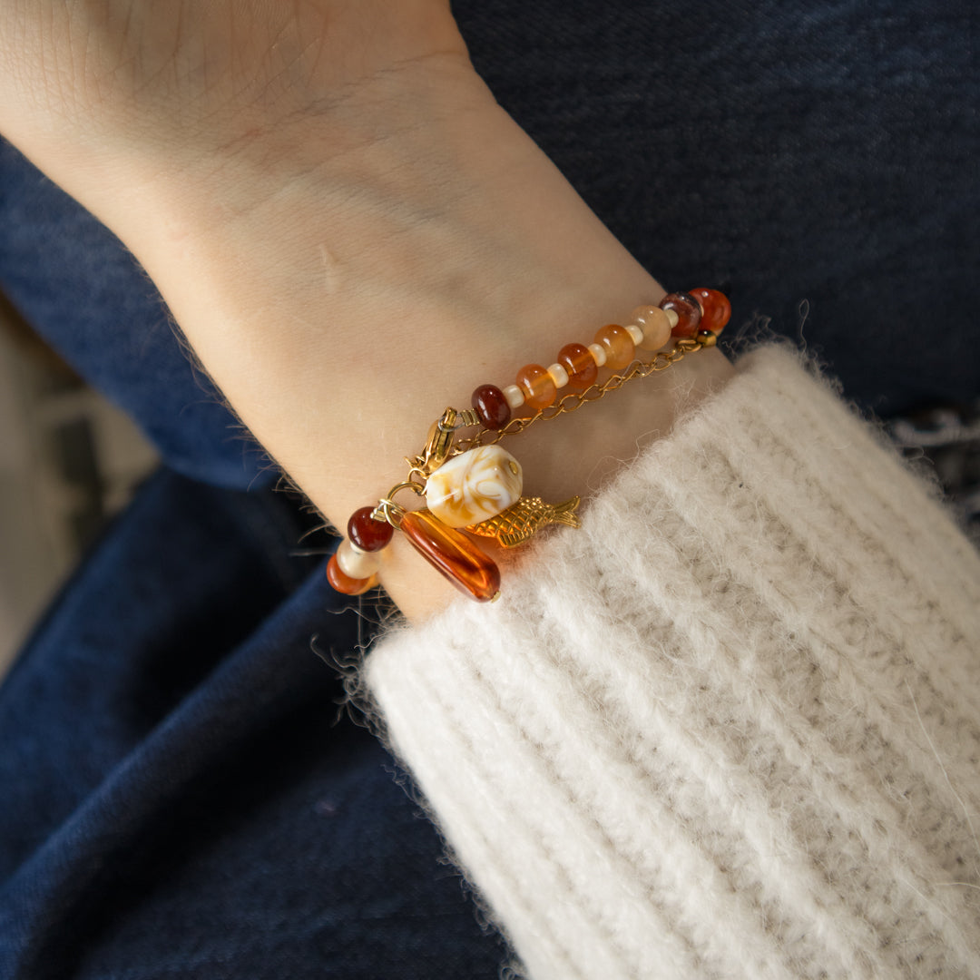 Amber Gingham Charm Bracelet