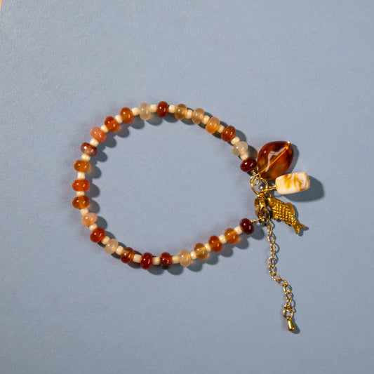 Amber Gingham Charm Bracelet