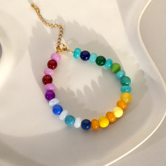 Pastel Gemstone & Glass Bead Bracelet