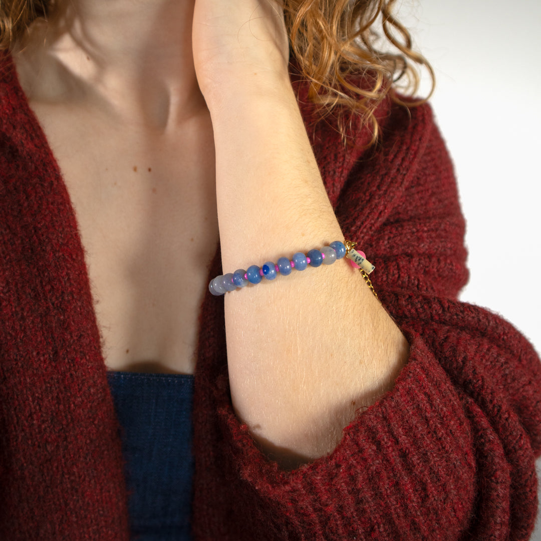 Blue and Pink Gingham Bracelet