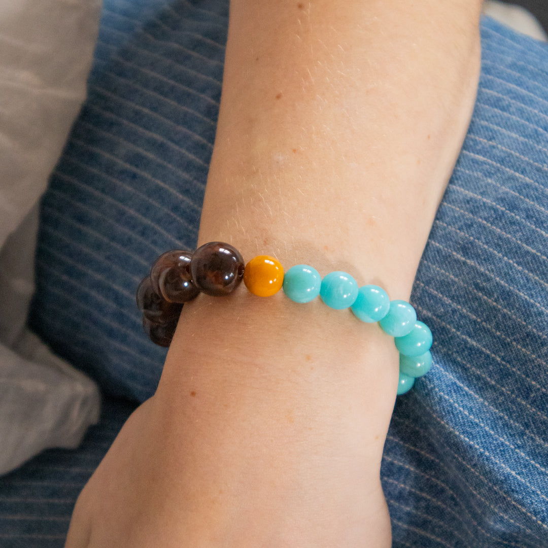 Chocolate and Turquoise Bead Stretch Bracelet