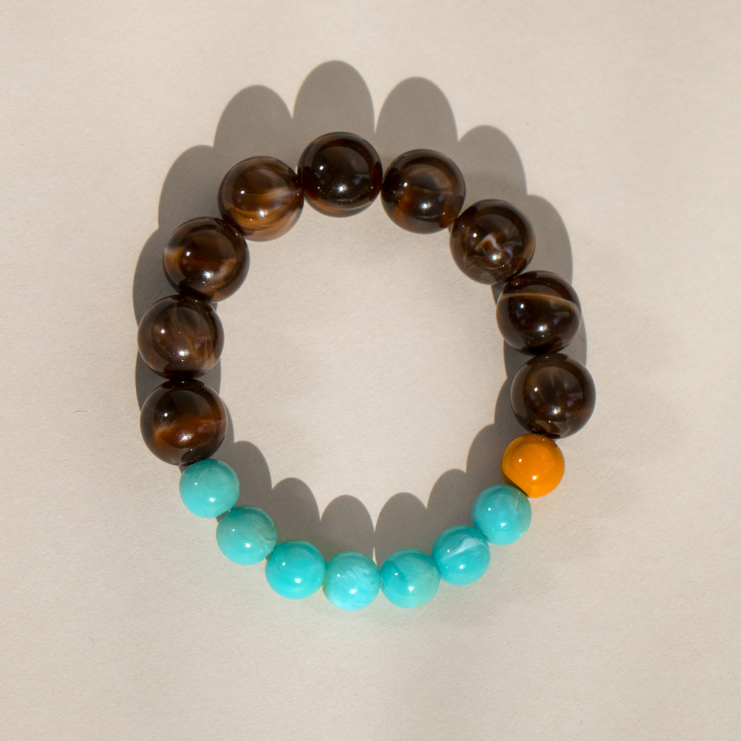 Chocolate and Turquoise Bead Stretch Bracelet