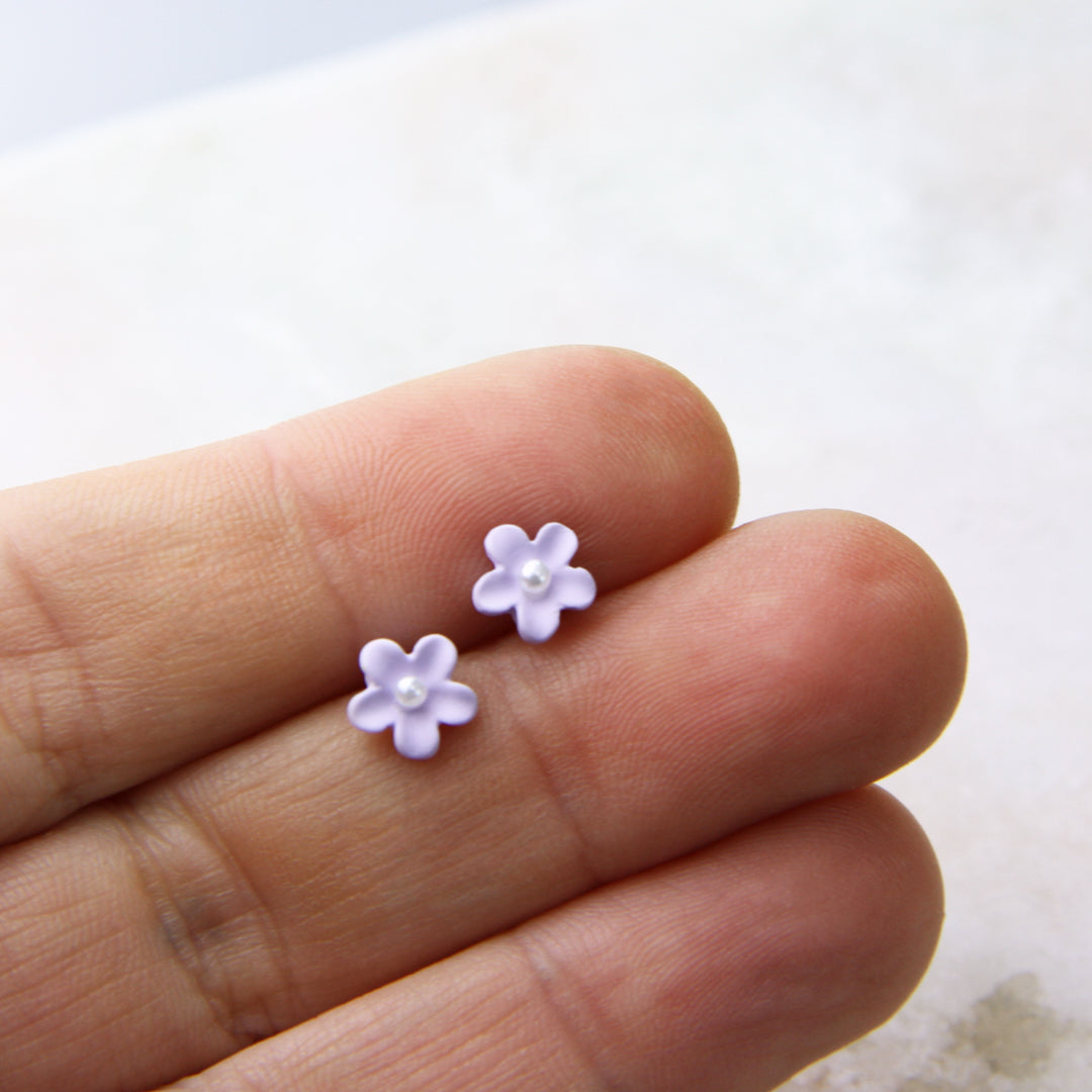 Forget Me Not Clay Enamel Stud Earrings