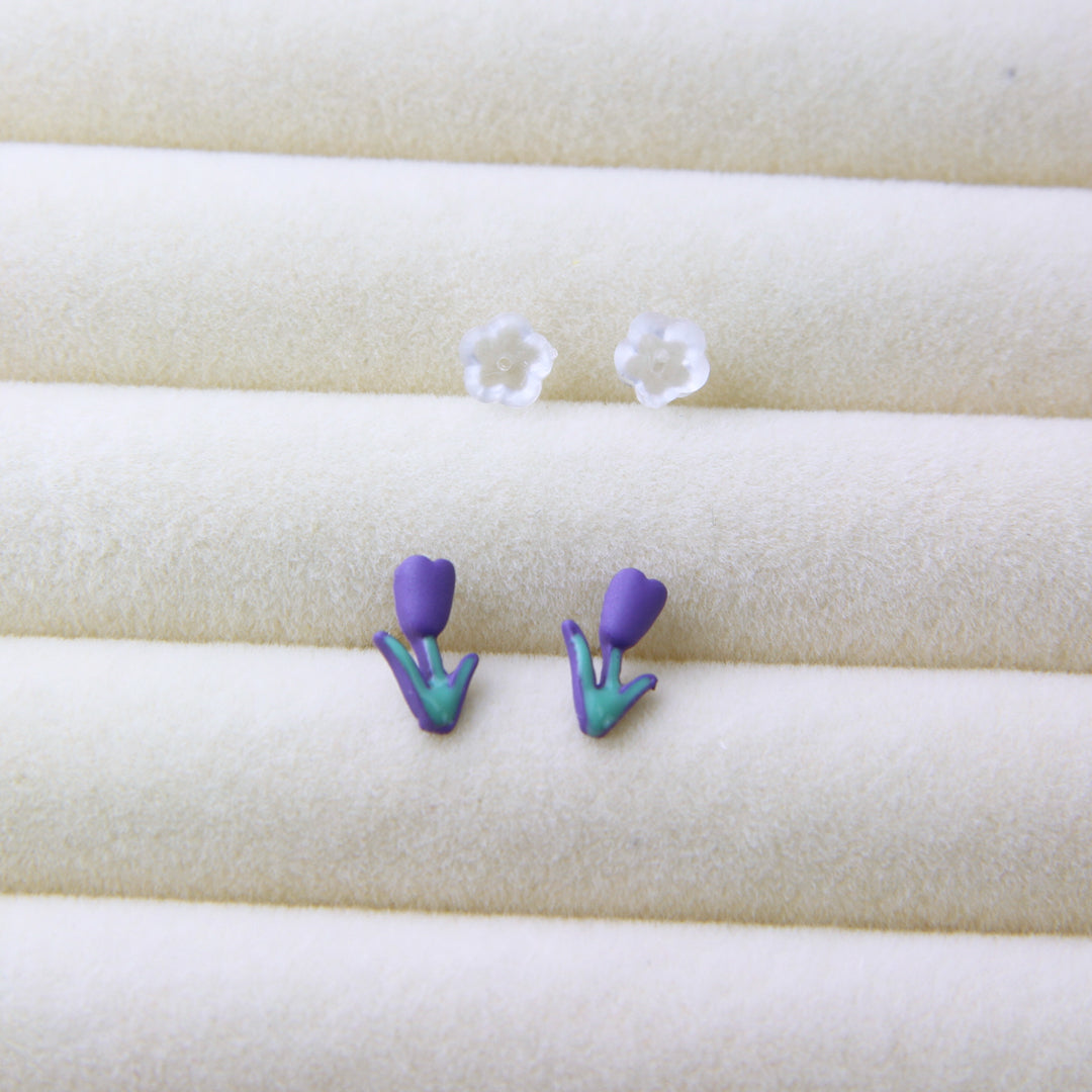 Enamel Tiny Tulip Stud Earrings