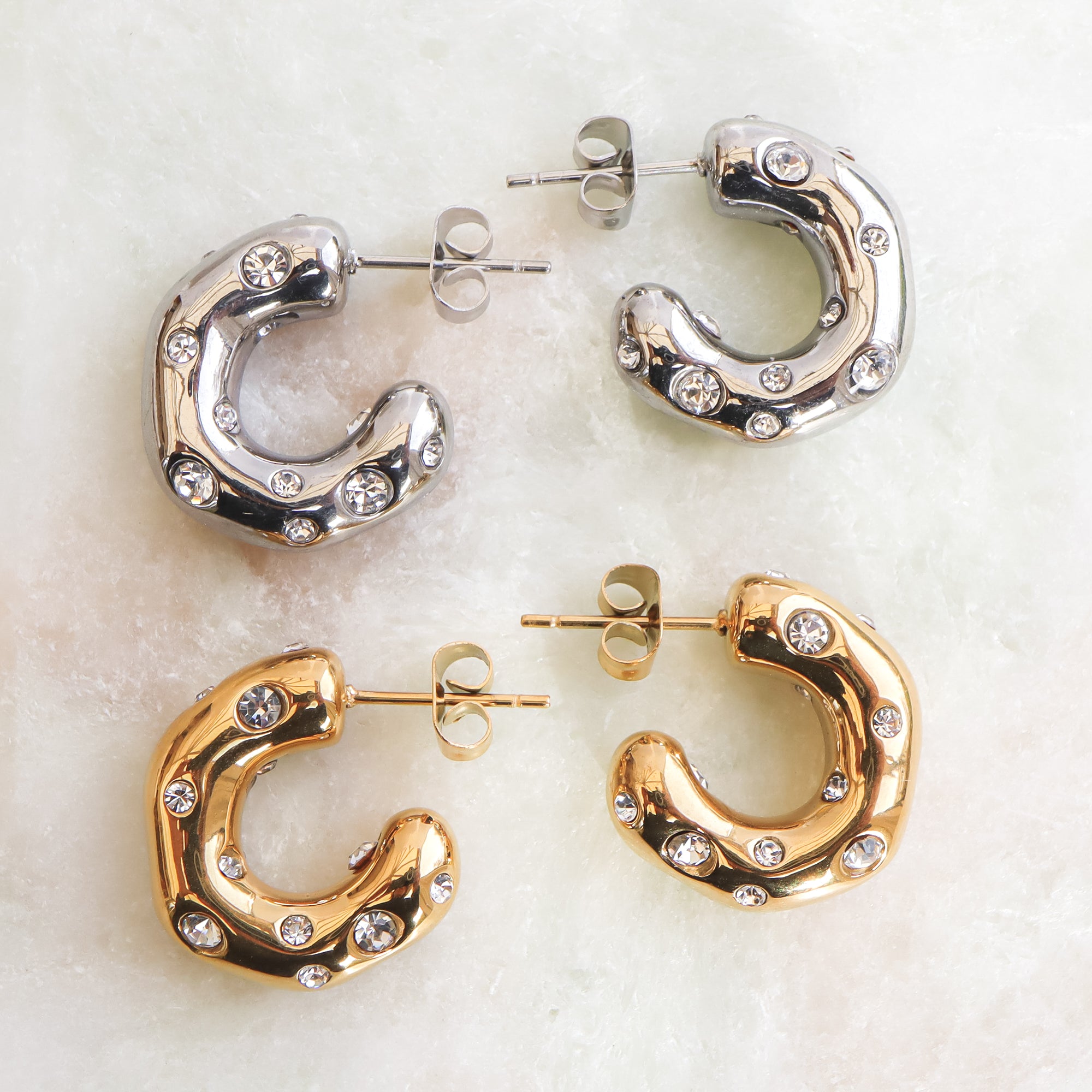 Diamante hot sale hoop earrings