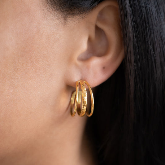 Triple Band Hoop Earrings Non Tarnish