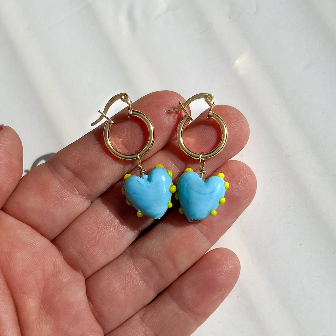 Blue and yellow earrings