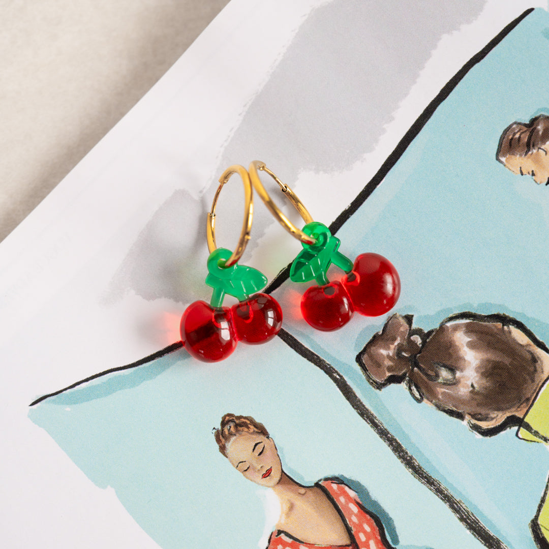 Cherry Hoop Earrings