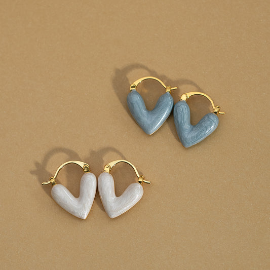 Resin Heart Hoop Earrings