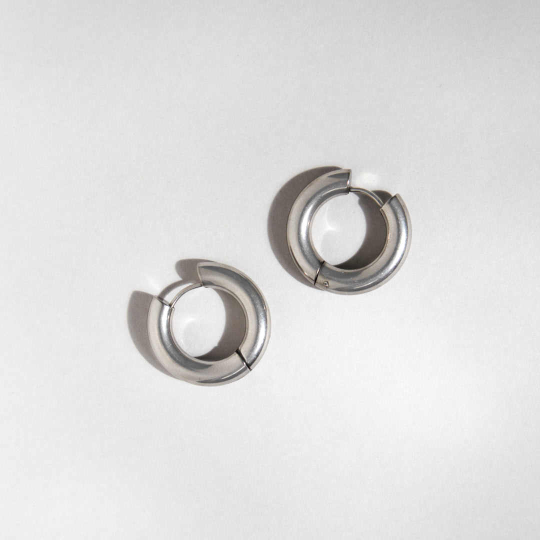 Stainless Steel Chunky Hinge Hoop Earrings