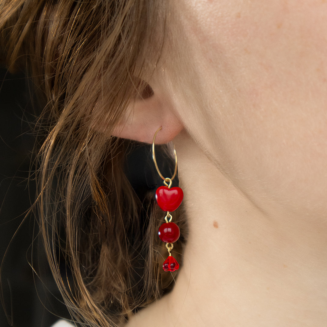 Sweetheart Charm Hoop Earrings
