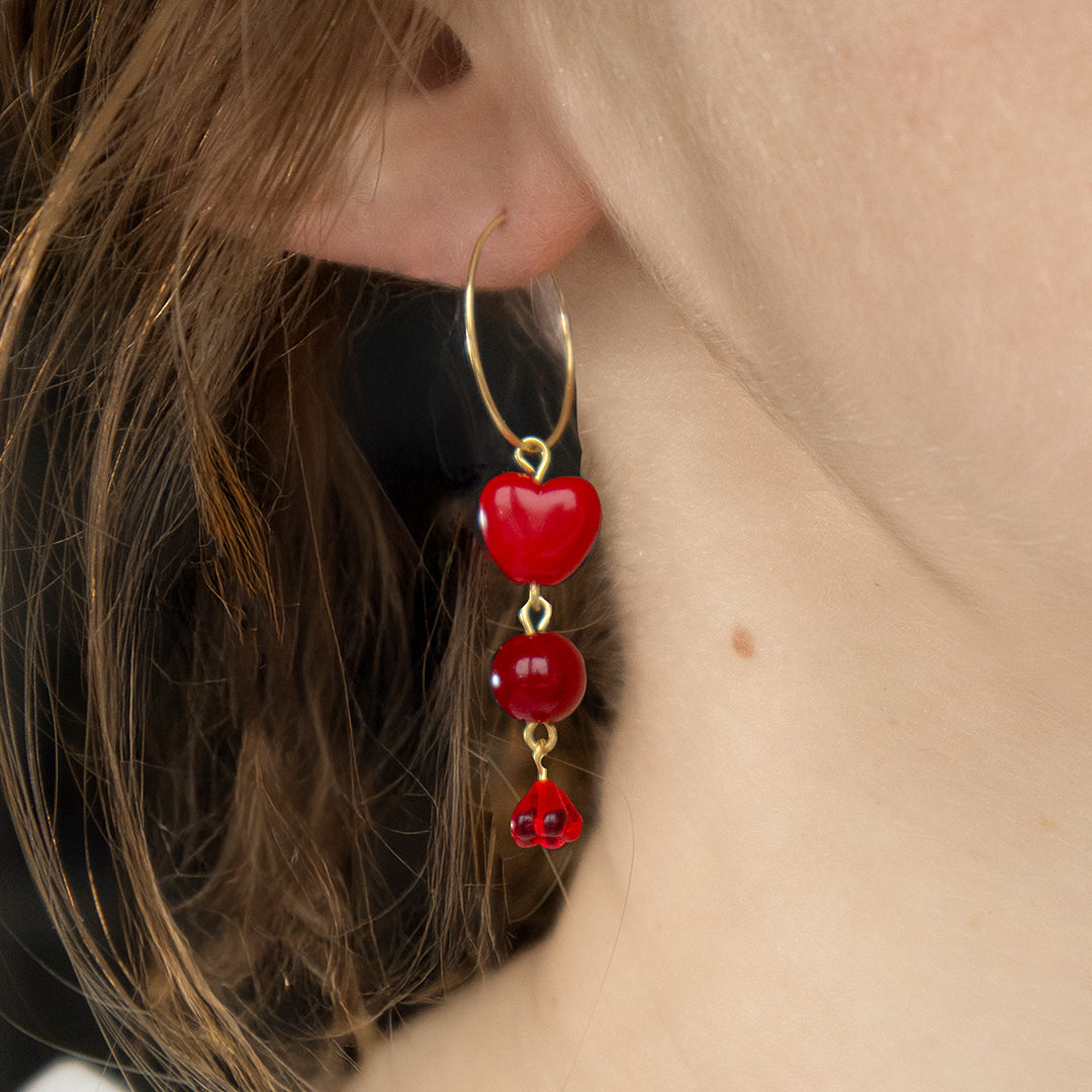 Sweetheart Charm Hoop Earrings