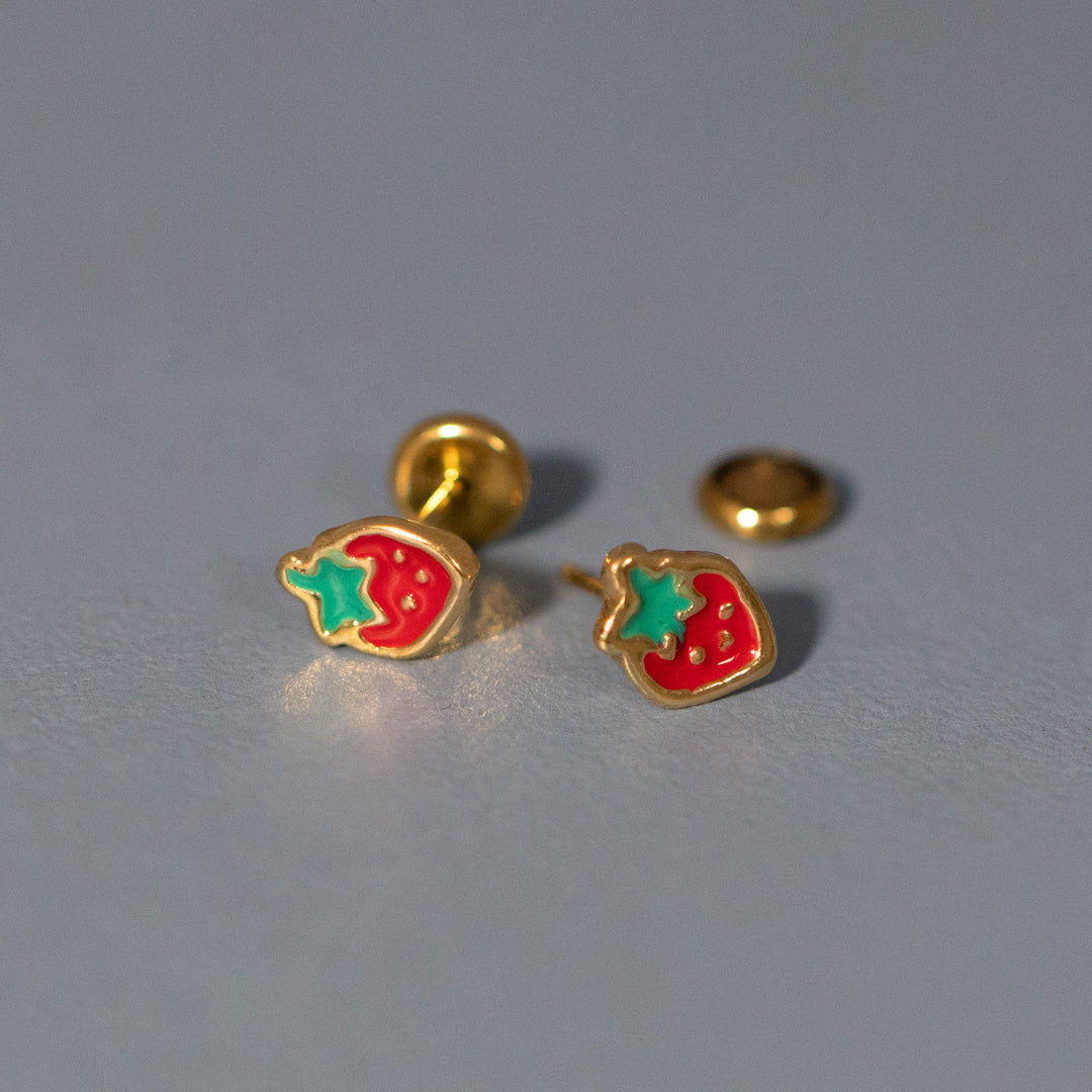 Strawberry Enamel Stud Earrings