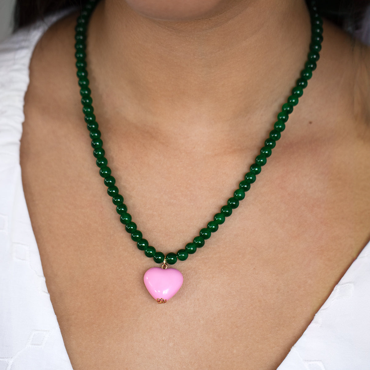 Green bead necklace