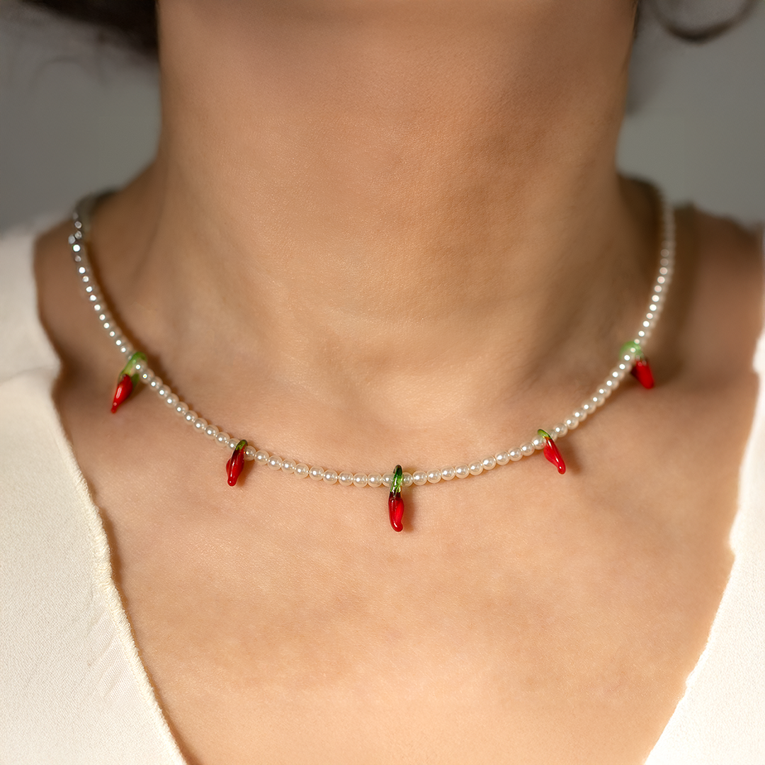 Pearl and Chilli Charm Necklace