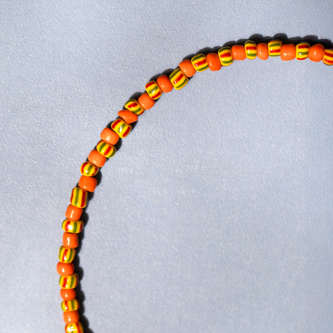 Orange and Yellow Stripe Bead Necklace