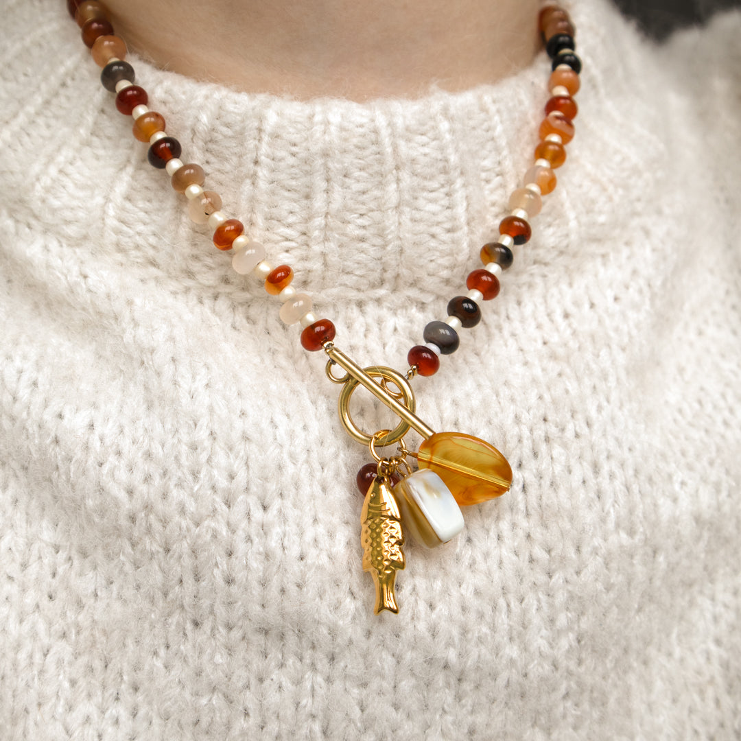 Amber Gingham Toggle Necklace