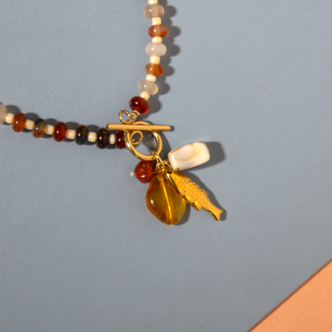 Amber Gingham Toggle Necklace