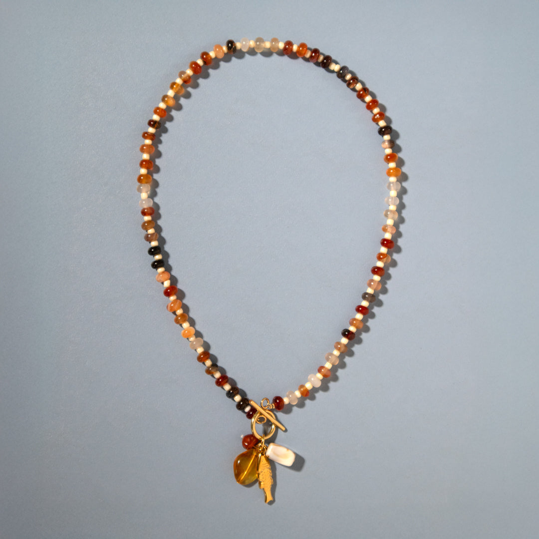 Amber Gingham Toggle Necklace