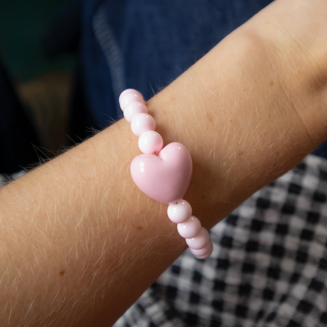Pink Heart Bead Bracelet