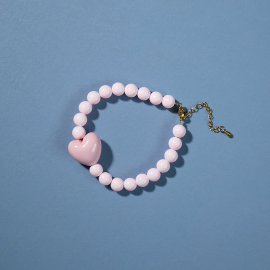 Pink Heart Bead Bracelet