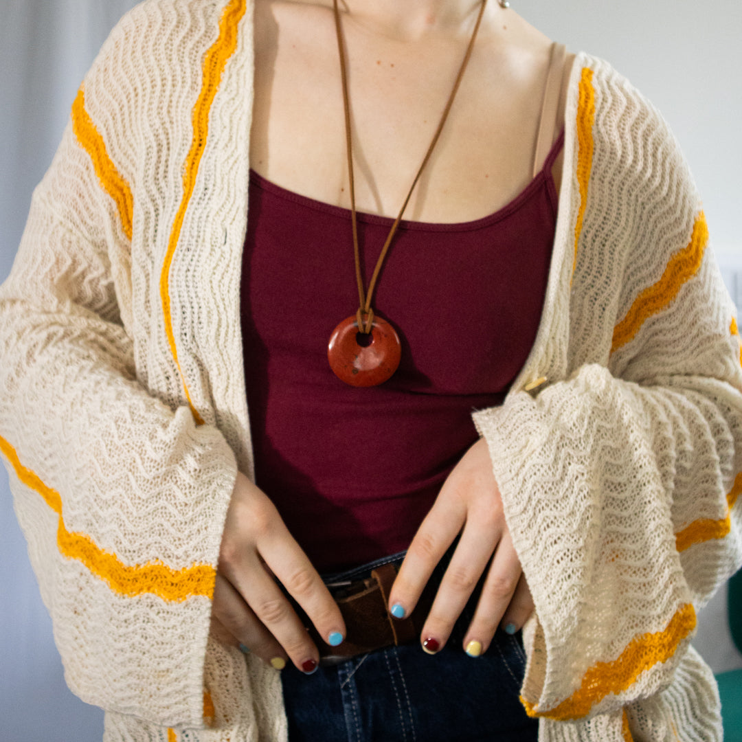 Red Jasper Long Pendant Necklace