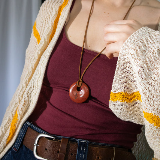 Red Jasper Long Pendant Necklace