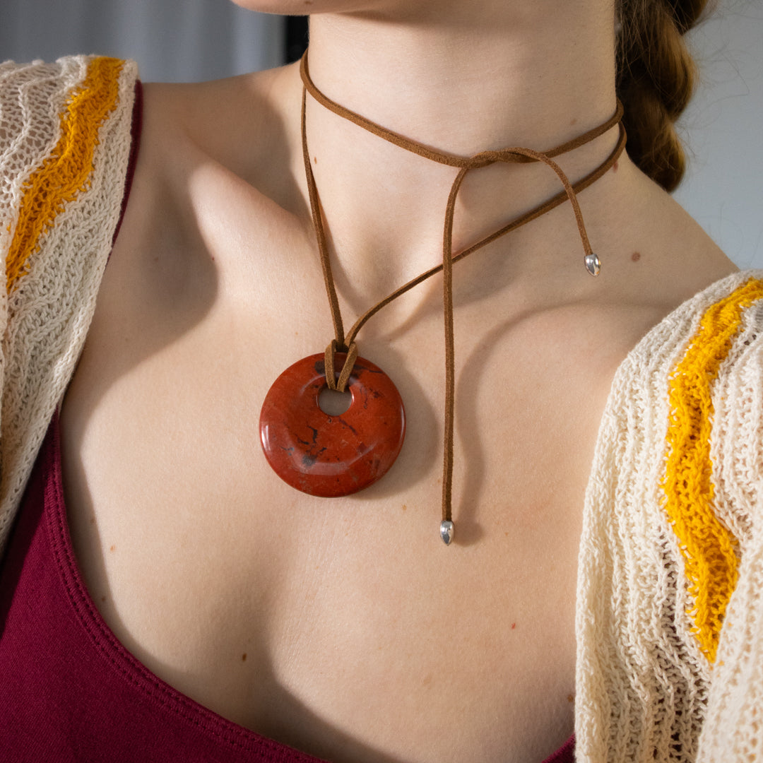 Red Jasper Long Pendant Necklace
