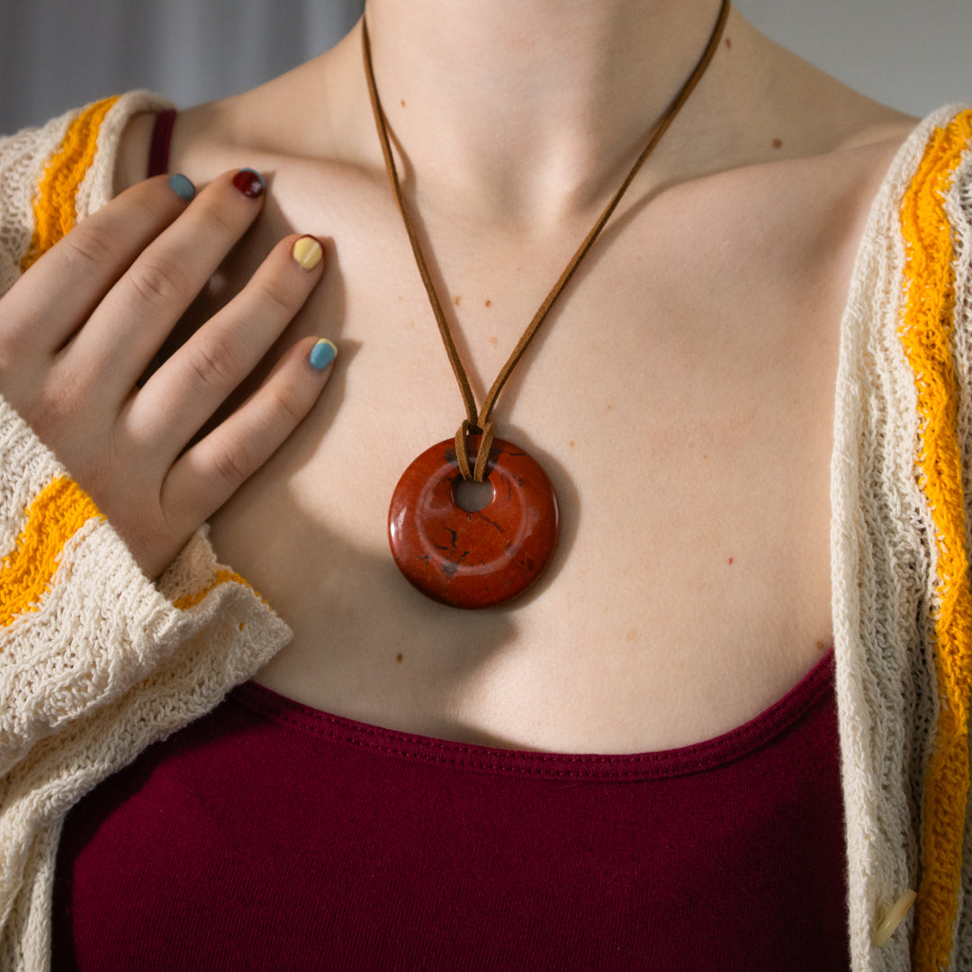 Red Jasper Long Pendant Necklace