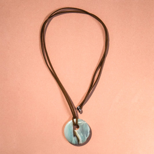 Amazonite Gemstone Cord Long Pendant Necklace