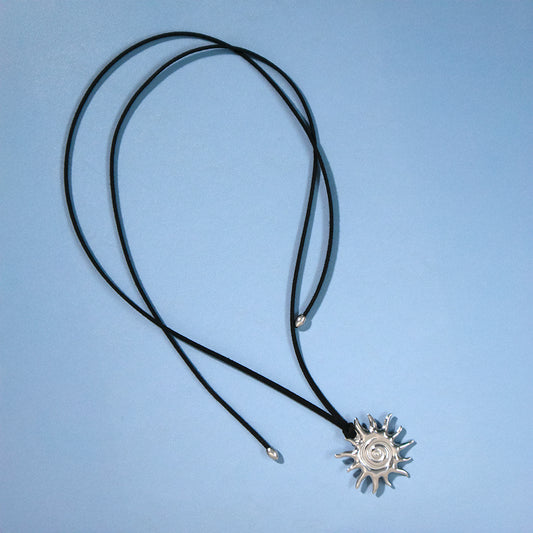 Silver Sun Long Pendant Necklace