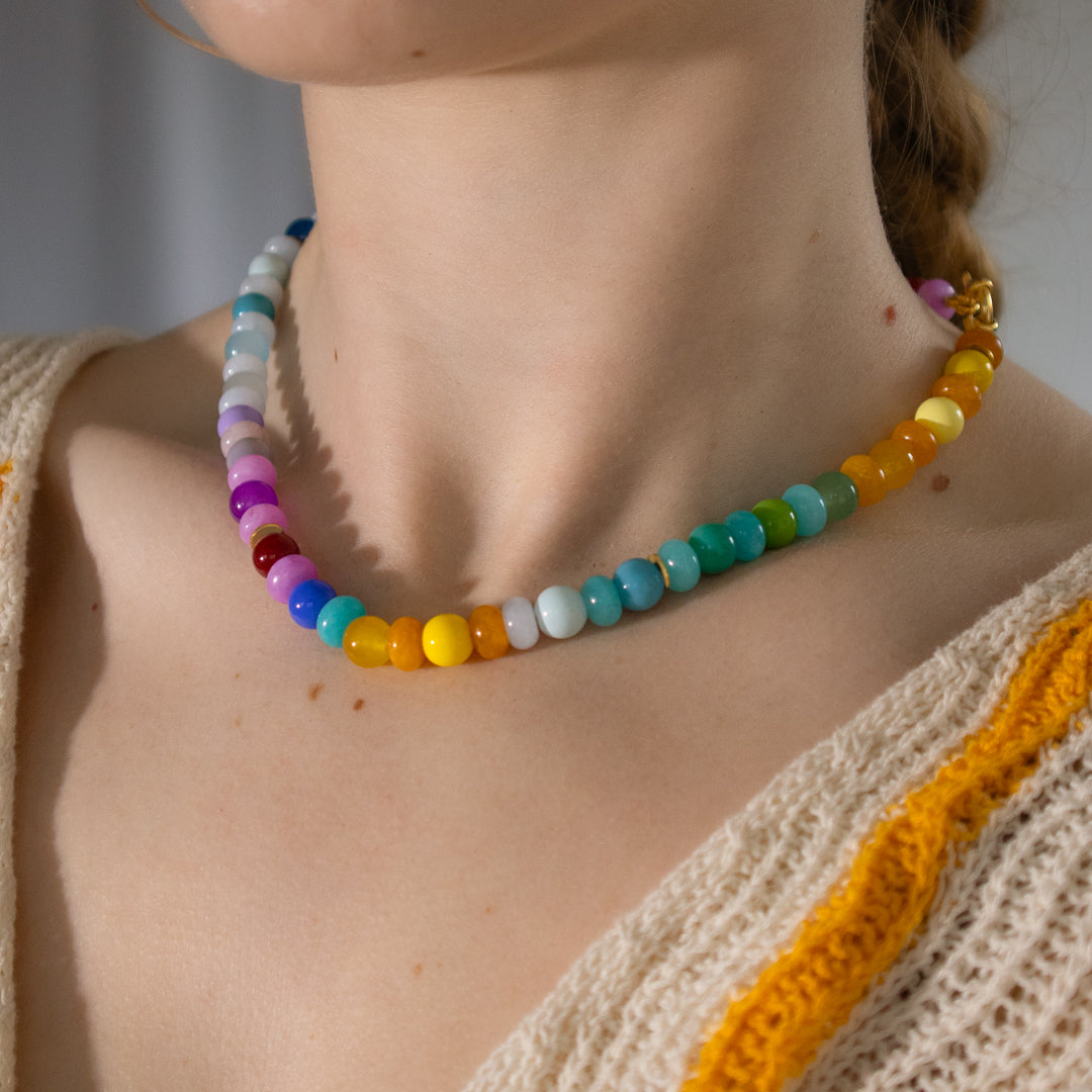Multicolour Gemstone and Glass Bead Necklace