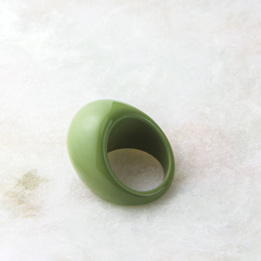 Olivine Green Dome Resin Ring