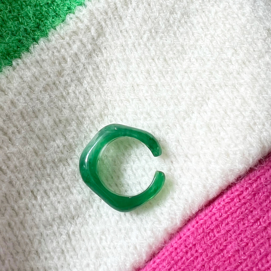 Green Geometric Resin Open Ring