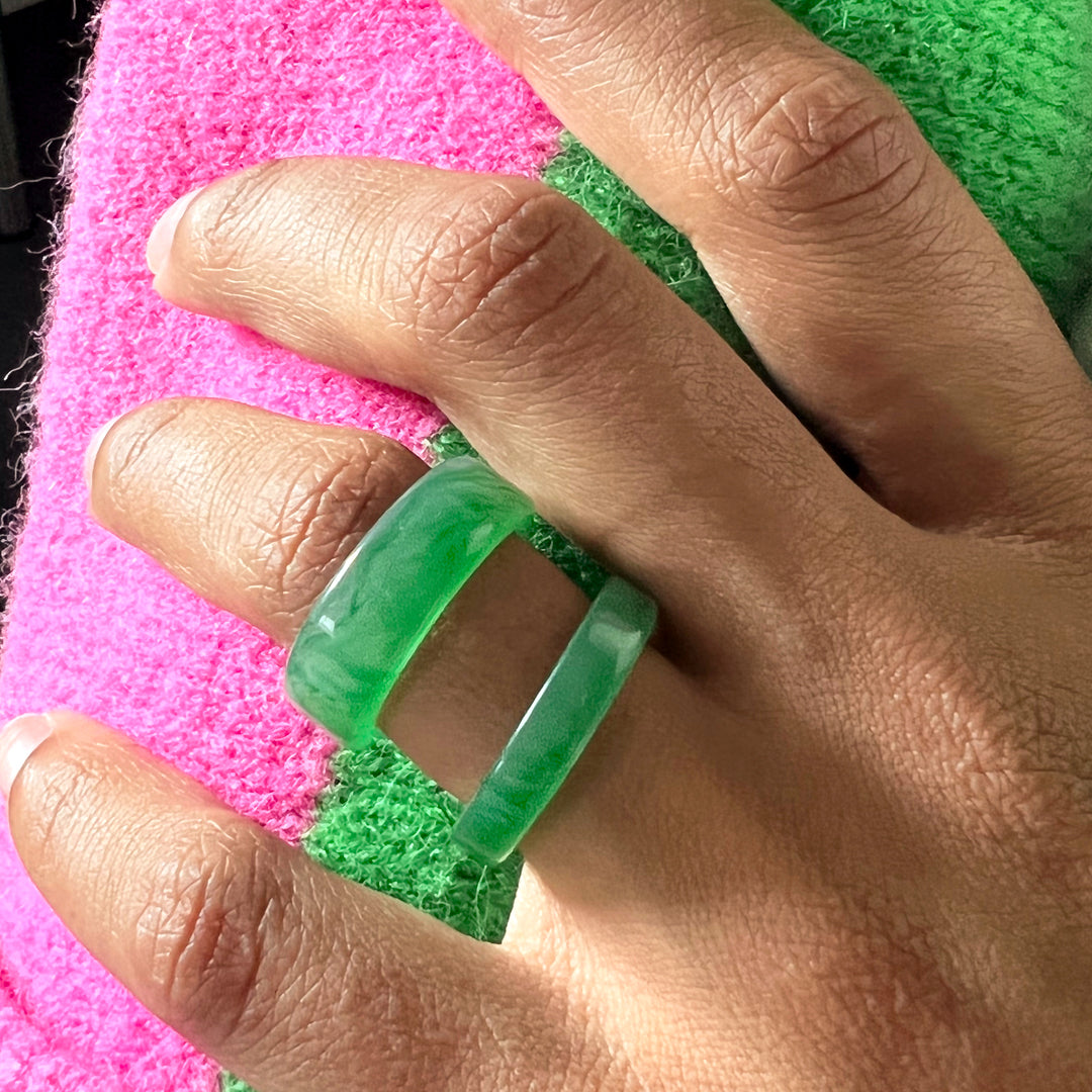 Green Opaque Resin Ring