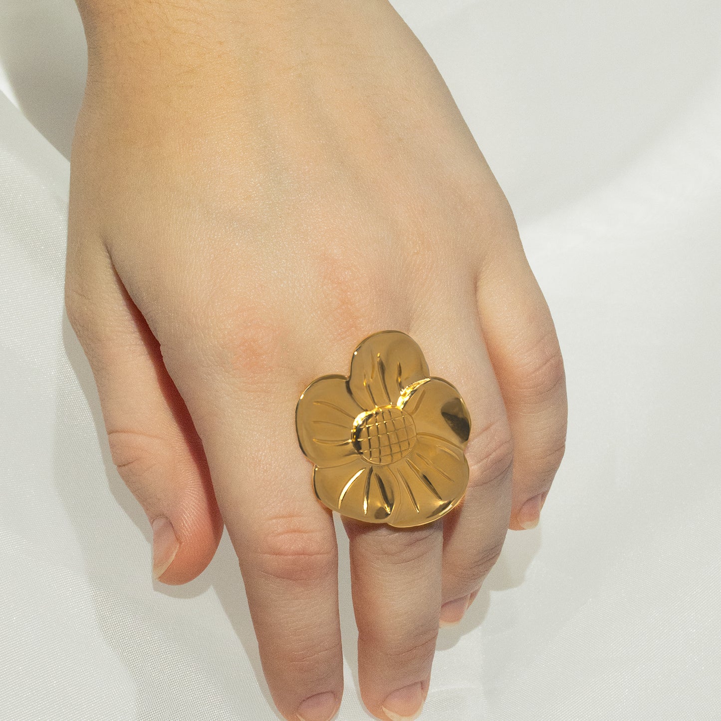 Statement Flower Adjustable Ring Non Tarnish