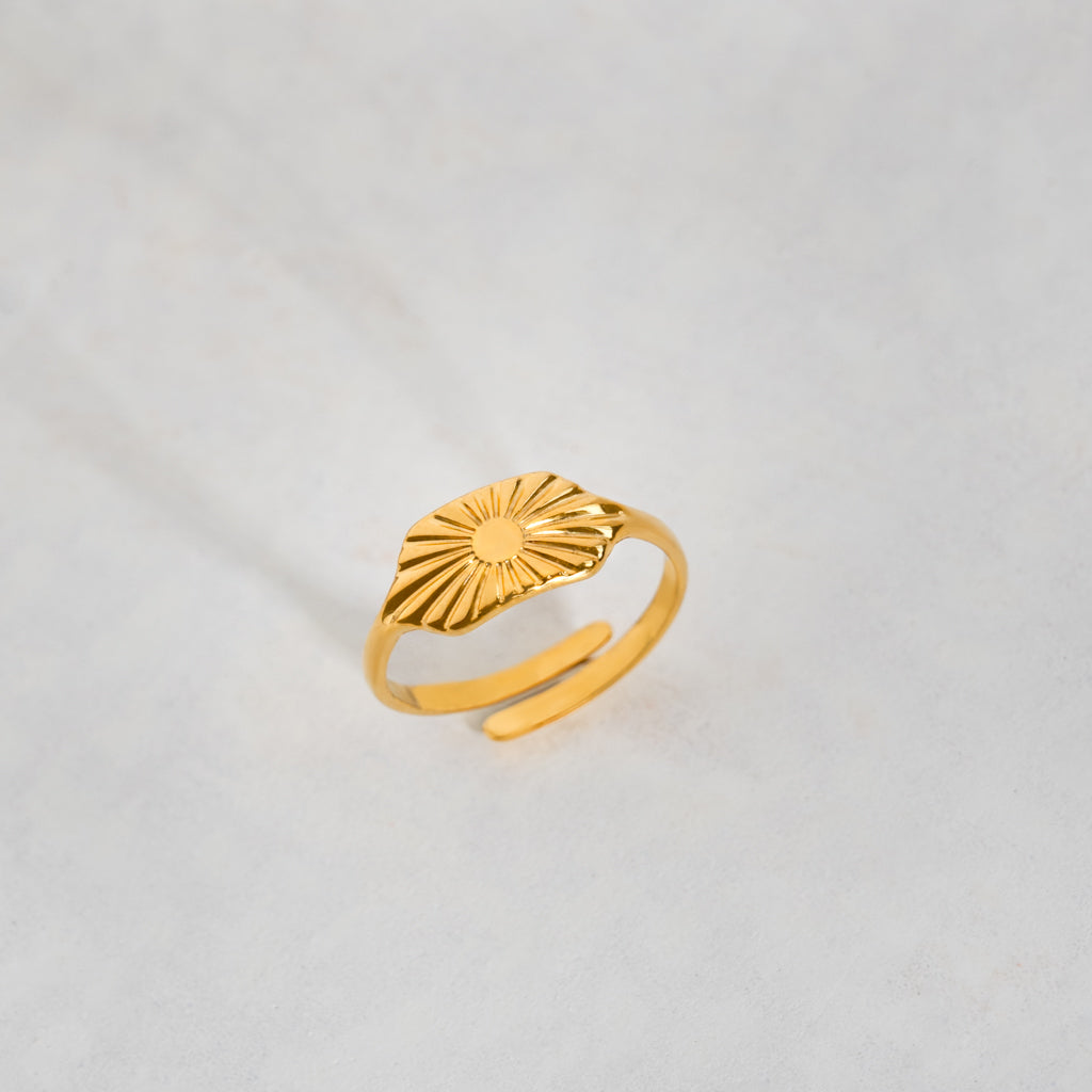 Sunrise Signet Open Ring  Non Tarnish