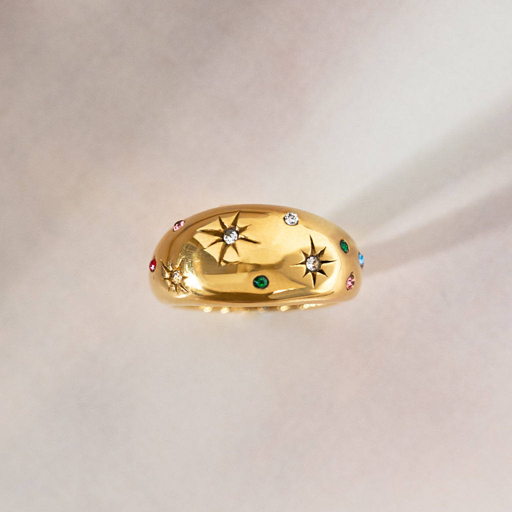 Chunky Dome Starburst Ring Non Tarnish